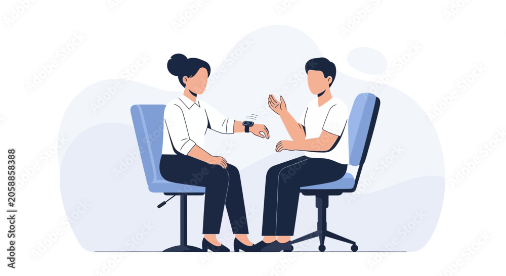 Obraz premium Doctor Checks Patient's Smartwatch Data During Consultation