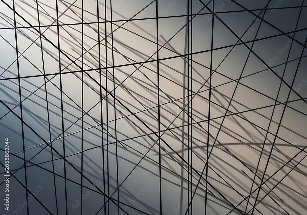 Fototapeta premium Modern geometric glass building facade reflection pattern.