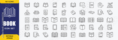 Books web icons in line style. Audio book, knowledge, library, education, read. Vector illustration