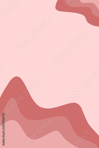 Pink Abstract Wavy Layers Background Vertical Design. Pink Paper Cut Wave Background Minimal Illustration. Abstract Pink Fluid Shape Vertical Banner Background