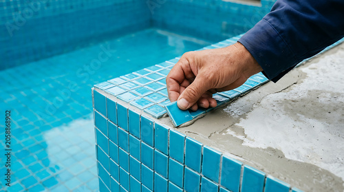 Professional Swimming Pool Tile Installation and Repair Service by Skilled Manual Worker
