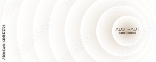 Modern abstract background banner featuring soft white and cream gradient concentric circles. Design template suitable for corporate backdrops, elegant presentations, and web headers