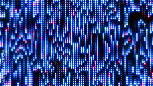 Colorful dots creating dynamic wavy patterns on a dark background, ideal for technology or entertainment concepts