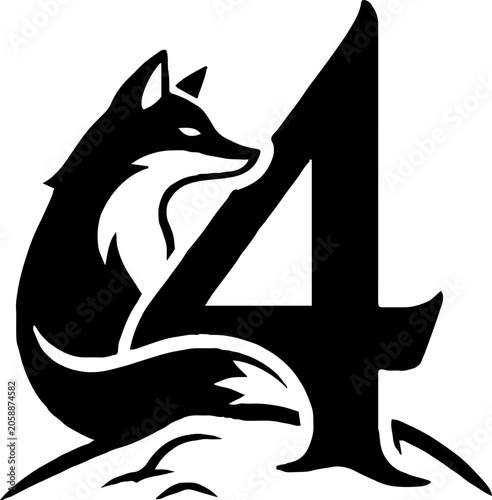 Fox and Number Four Silhouette Design.