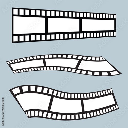 Film reel frame background set. Grunge film strips. Minimal old Film strip reel icon. Photograph camera logo. Eps file 63.