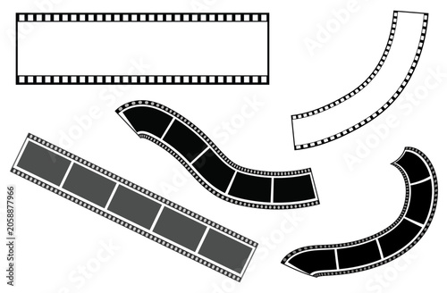cinema movie reel frame set, vintage photography negative strip vector. Photograph camera logo. photography border design in black and white and gray style. Eps file 62.