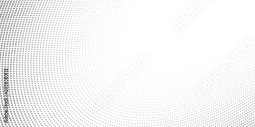 Abstract halftone gray dots gradient on white background  Curved twisted slanting design or circle lines pattern modern cards  brochures