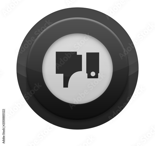 Minimalist glossy black round dislike button with thumbs down icon for web and interface design