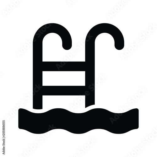 Well designed glyph icon representing swimming pool for aquatic fitness training.