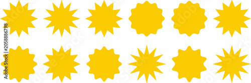 Tableau sur toile Collection of various yellow starburst shapes