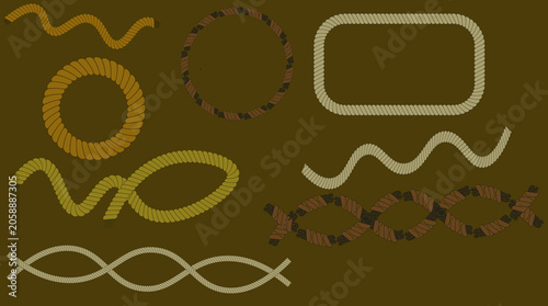 Stylized Rope Shapes Collection on Dark Background