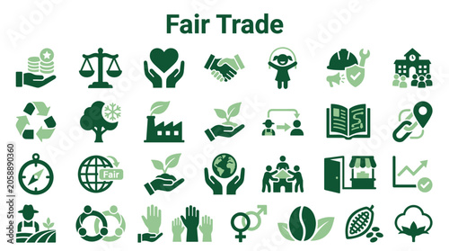 Bild auf Leinwand Fair trade concept icons representing ethical business practices sustainability