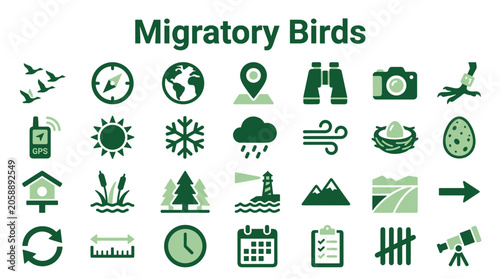 Canvastavla Migratory Birds Concept Icons Showing Migration Journey Elements Like Navigation