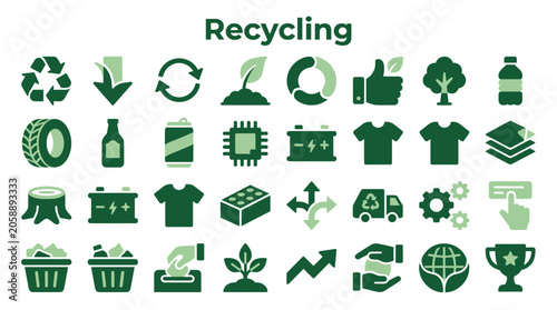 Foto Recycling symbols and icons illustrating environmental protection, sustainabilit