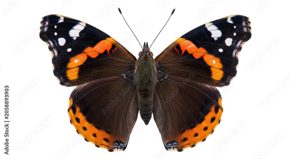 Naklejka premium Red admiral butterfly with black orange white