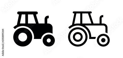 Foto Agricultural farm tractor vehicle icon set.