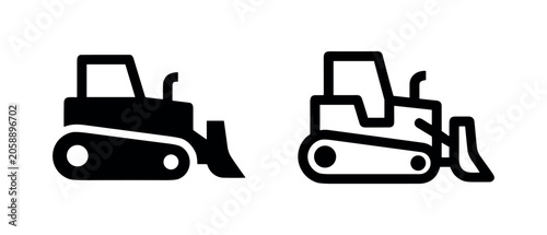 Tableau sur toile Bulldozer Icon - Heavy Equipment, Construction Tractor, and Earthmoving Machine