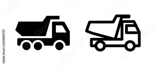 Obraz na płótnie Dump Truck Icon - Tipper Truck, Heavy Vehicle, and Construction Site Transport