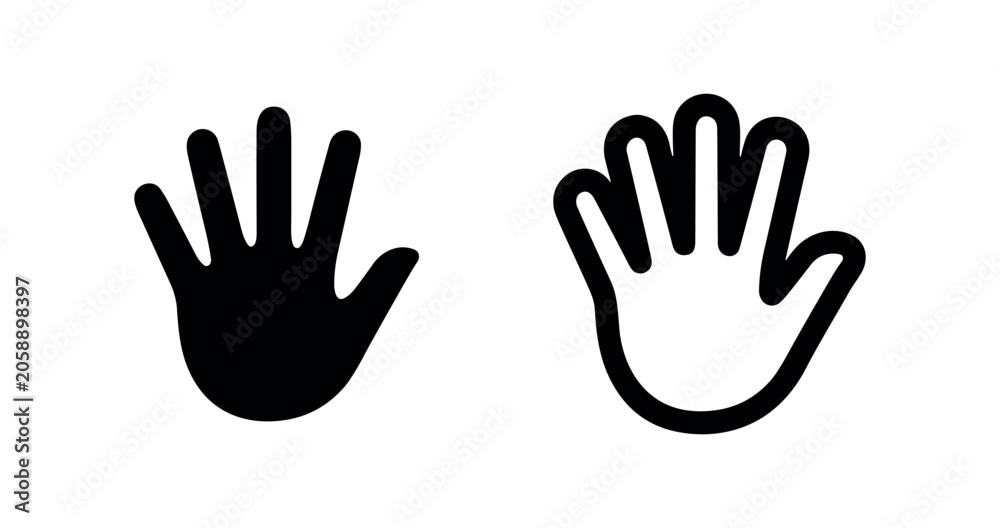 Fototapeta premium Human hand print icon, symbolizing identity, touch, stop, or creative expression.