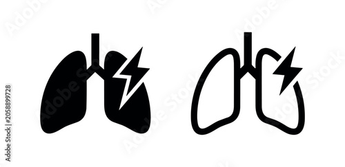 Quadro su tela Lung Pain and Respiratory Health Icon Set
