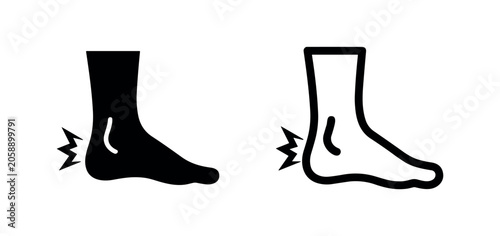 Tableau sur toile Heel Pain and Ankle Injury Icon Set
