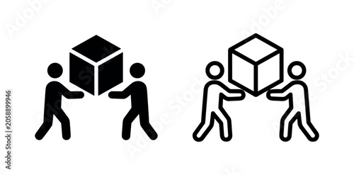 Bild auf Leinwand Logistics and manual labor teamwork icon