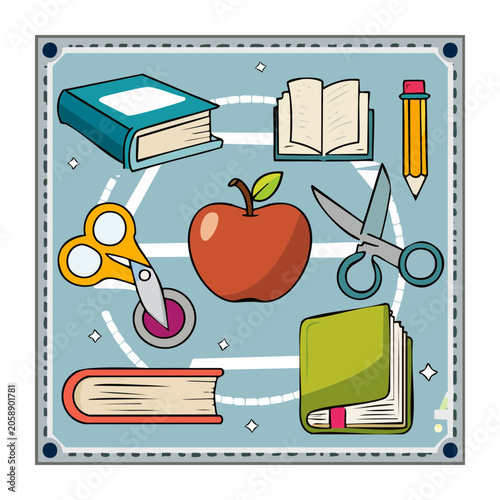Flat design school supplies illustration