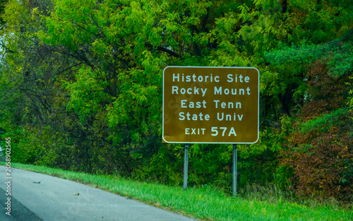 Tennessee, USA: This road sign directs traffic to the Rocky Mount State Historic Site