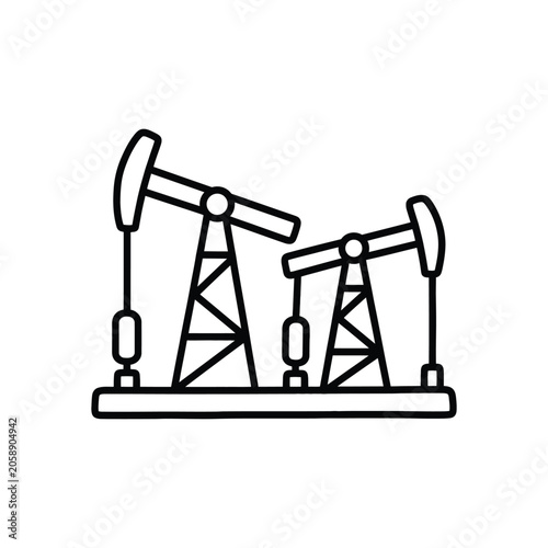 Photos Two Oil Pump Jacks Working Together in Industrial Setting.