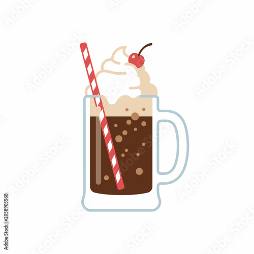 Soda float with cream and cherry.