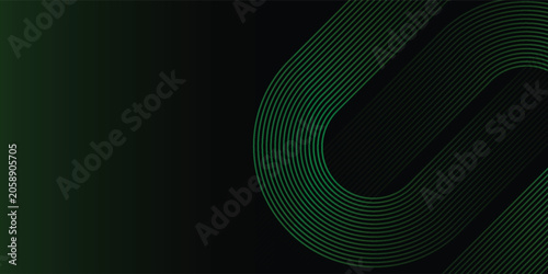 Abstract furistic dark green technology concept background with line green circle