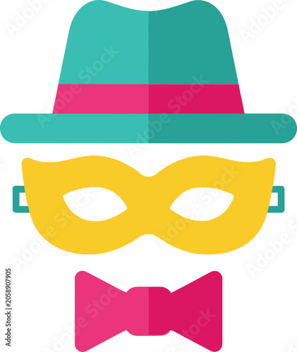 Photography Mystery Man Icon: Hat, Mask, Bowtie - Secret Identity, Disguise, Masquerade