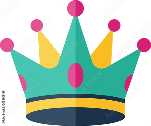 Photography Turquoise Crown with Pink Jewels and Yellow Accents, Royal Symbol