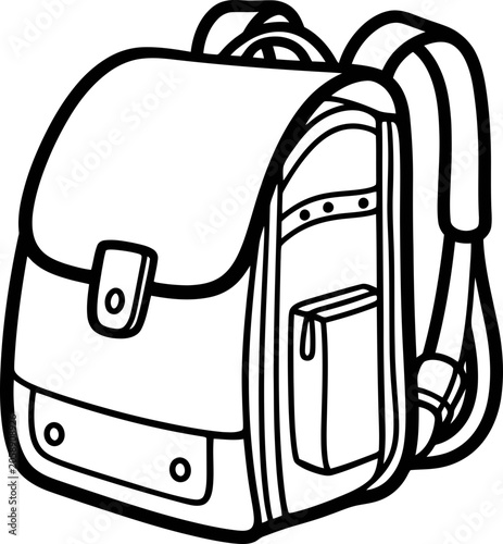 School Backpack Outline Icon - Vintage Style Bag for Students and Travel