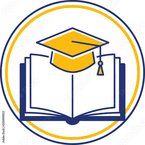 Open Book Graduation Cap Education Knowledge Study Learning Concept Icon