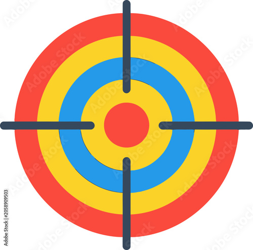 Colorful Target Icon with Crosshairs - Aiming for Success and Precision