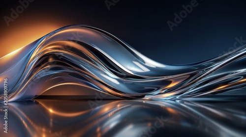 Abstract flowing liquid metal 3d render