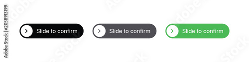 Slide to Confirm Toggle Switch UI Elements. Mobile Application Checkout Transaction Verification Interface. Vector Illustration.