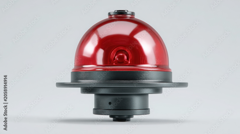 Fototapeta premium Industrial red warning beacon light isolated on a light grey background