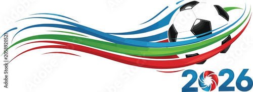 Obraz na plátně 2026 fifa world cup logo concept with dynamic swirls and soccer ball