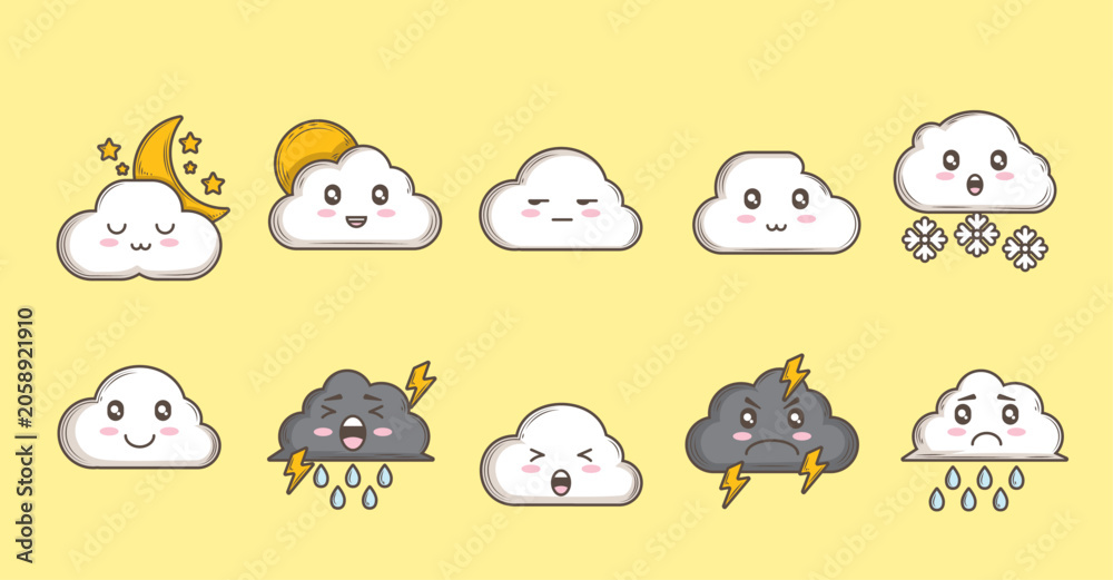 Fototapeta premium Cute Cloud Vector Art Illustration