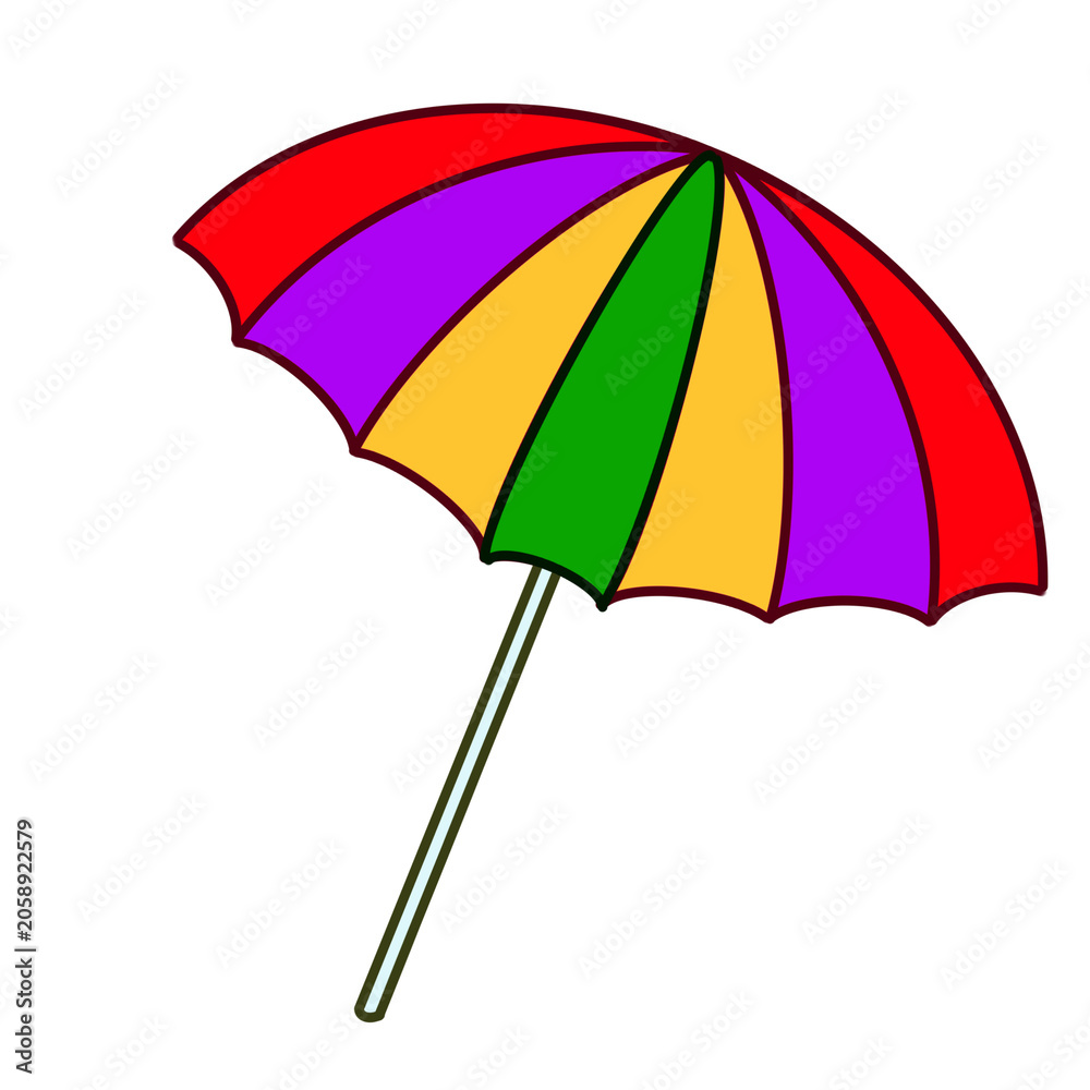 Obraz premium Tilted Colorful Beach Umbrella