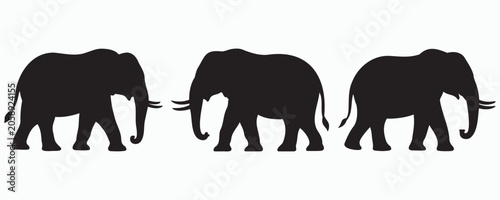 Obraz na plátně Elephant silhouette isolated on light background, majestic wildlife mammal illustration featuring a large trunked animal, ideal for safari, nature, and conservation themes