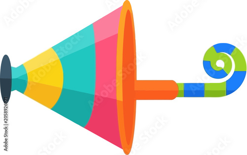 Tableau sur toile Colorful Party Horn Blower with Swirling Paper