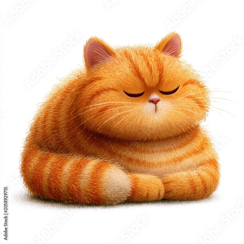 Cute orange striped cat peacefully sleeping.