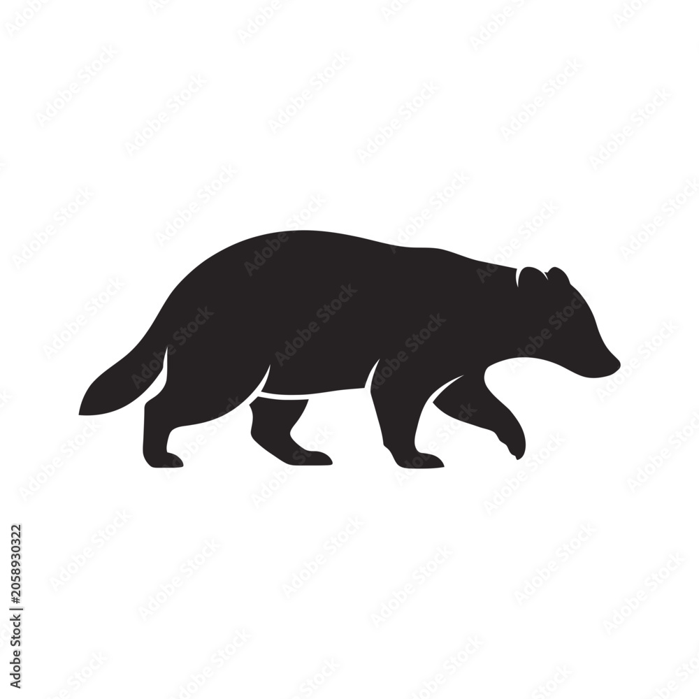 Fototapeta premium Badger silhouette vector graphic icon with wildlife silhouette isolated