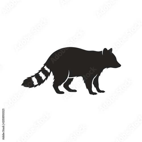 Simple raccoon silhouette graphic vector with wildlife silhouette isolated