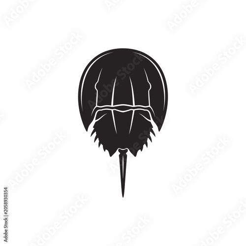 Horseshoe crab silhouette sea creature icon with horseshoe silhouette creature