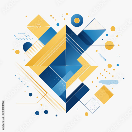 Abstract Geometric Composition with Blue and Yellow Shapes