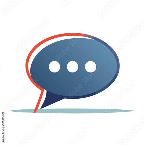 Blue speech bubble with three dots and red outline